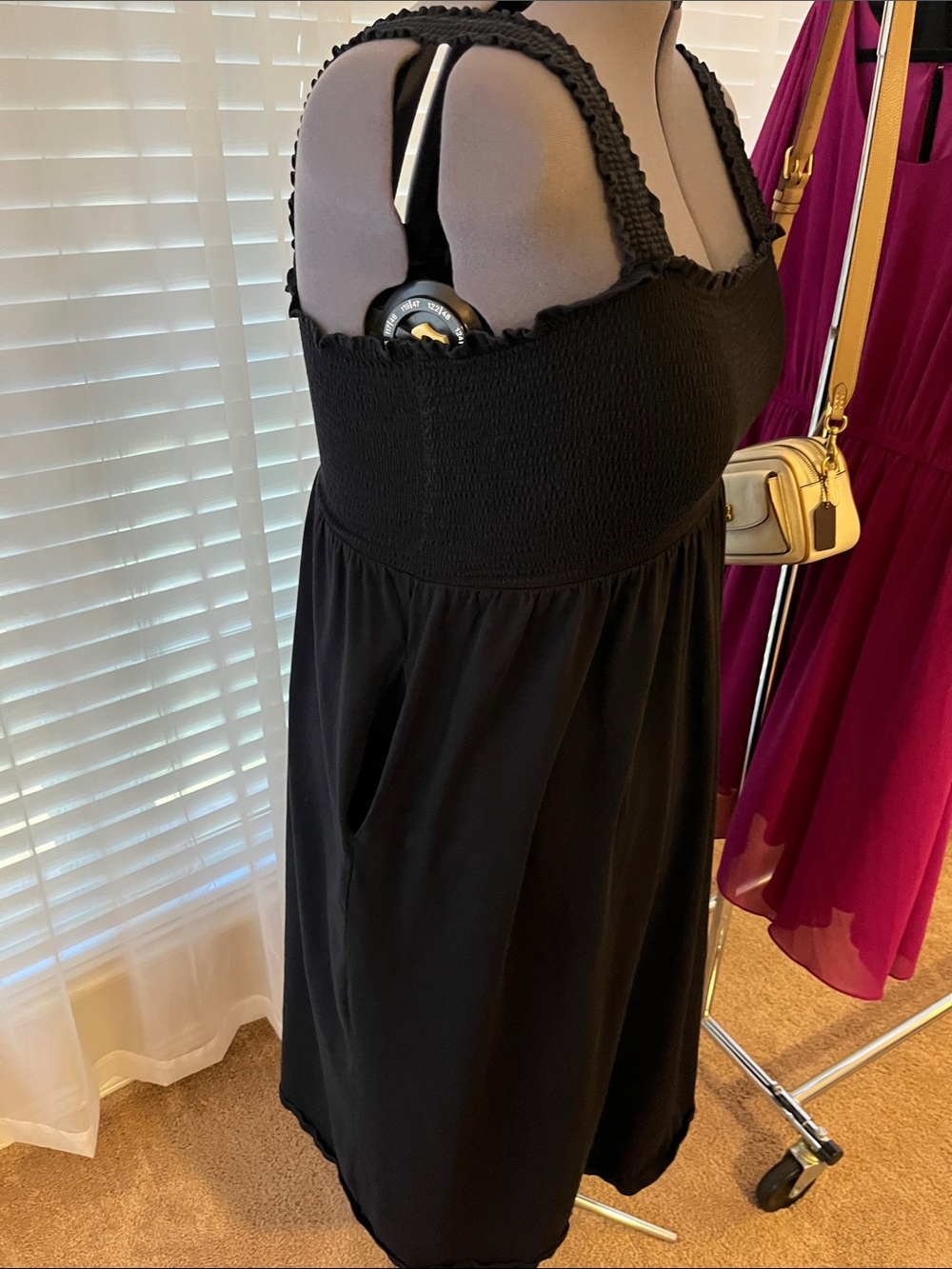 ON Black Smocked Midi Dress 2x 18 20 - Picture 4 of 7